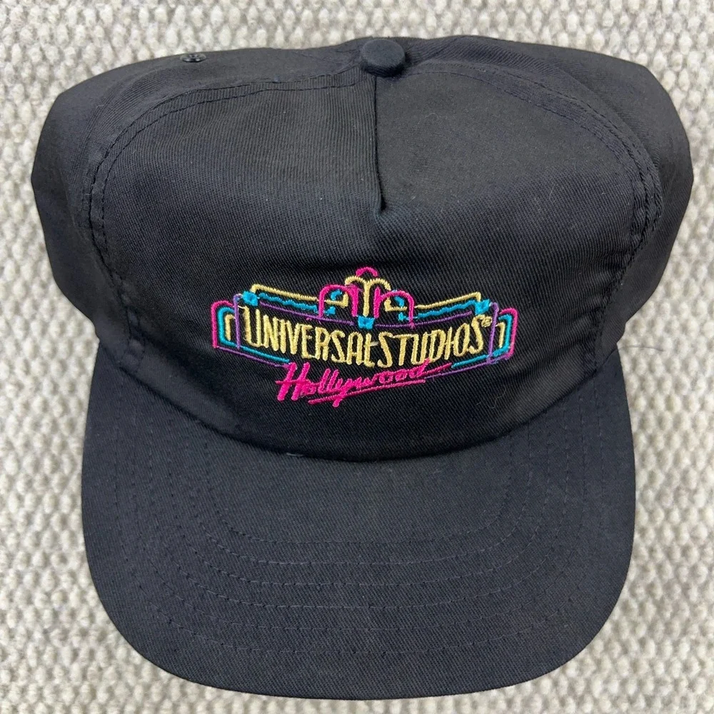 Vintage‎ Universal Studios Hollywood Hat Cap Strap Back 80s Neon Lights USA Made